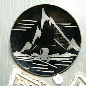 JERGEN JENSEN Denmark Pewter Etched Brooch